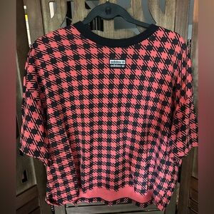 Adidas Red and Black Houndstooth Top- Size M